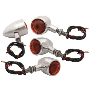 cafe 4 racer - 2PCS Motorcycle Handlebar LED Turn Signal Grip Bar End Lights silver CNC - Cafe4Racer Bar end indicators 