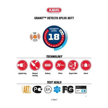 Abus, 8077 Granit Detecto XPlus disc brake lock. Red