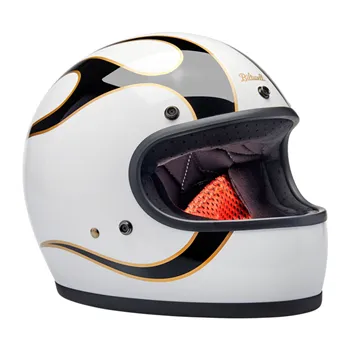 cafe 4 racer - Přilba Biltwell Gringo lesklá bílá/černé plameny - BILTWELL Biltwell Gringo DOT 