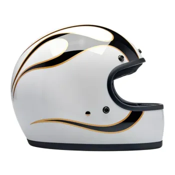 cafe 4 racer - Biltwell Gringo helmet gloss white/black flames - BILTWELL Biltwell Gringo DOT 
