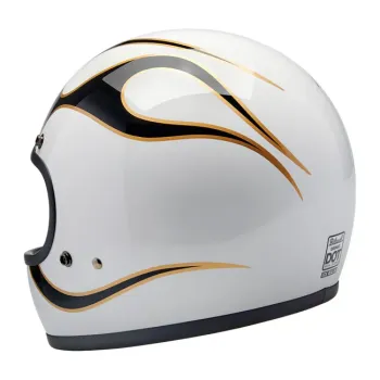 cafe 4 racer - Biltwell Gringo helmet gloss white/black flames - BILTWELL Biltwell Gringo DOT 
