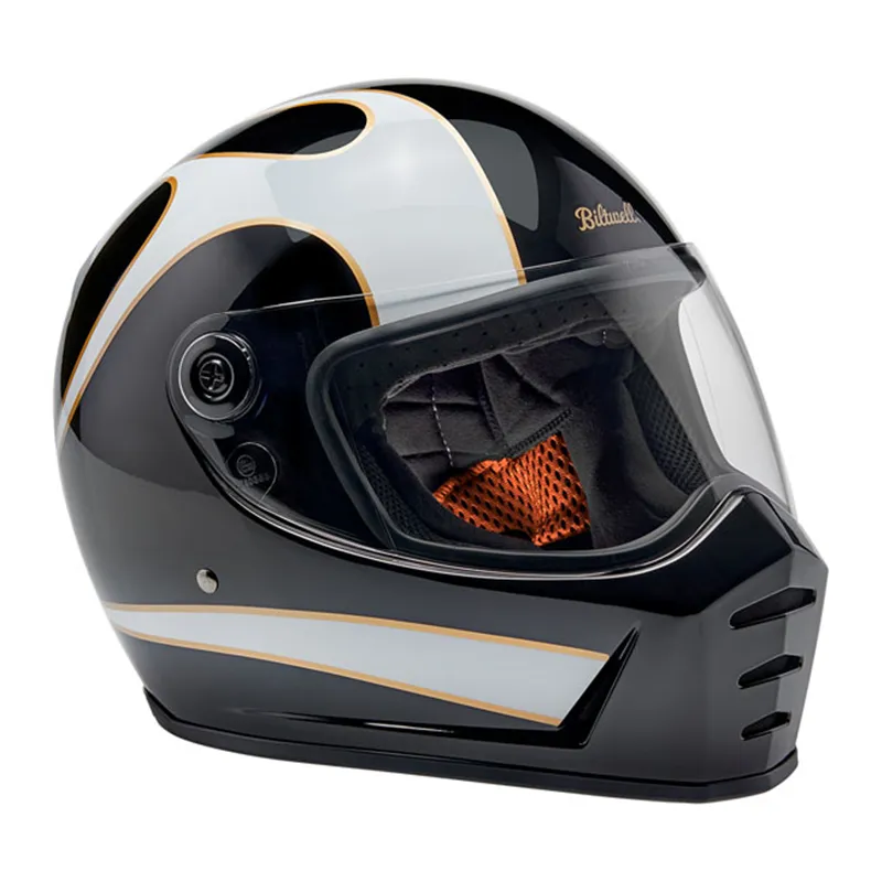 cafe 4 racer - Biltwell Lane Splitter helmet white flames - BILTWELL Biltwell Lane Splitter 