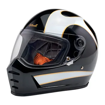cafe 4 racer - Biltwell Lane Splitter helmet white flames - BILTWELL Biltwell Lane Splitter 