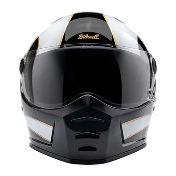 cafe 4 racer - Biltwell Lane Splitter helmet white flames - BILTWELL Biltwell Lane Splitter 