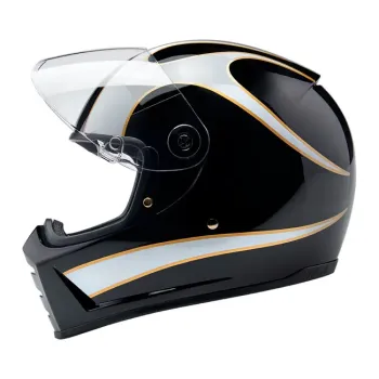 cafe 4 racer - Biltwell Lane Splitter helmet white flames - BILTWELL Biltwell Lane Splitter 
