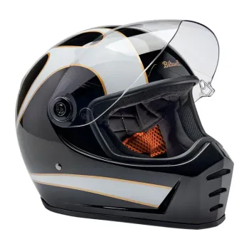 cafe 4 racer - Biltwell Lane Splitter helmet white flames - BILTWELL Biltwell Lane Splitter 