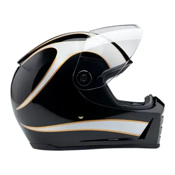 cafe 4 racer - Biltwell Lane Splitter helmet white flames - BILTWELL Biltwell Lane Splitter 