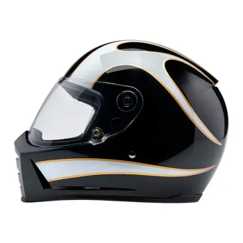 cafe 4 racer - Biltwell Lane Splitter helma bílé plameny - BILTWELL Biltwell Lane Splitter 