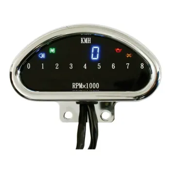 cafe 4 racer - Elektronický hliníkový tachometer CNC (KMH) chróm - MCS Digitálne rýchlomery 