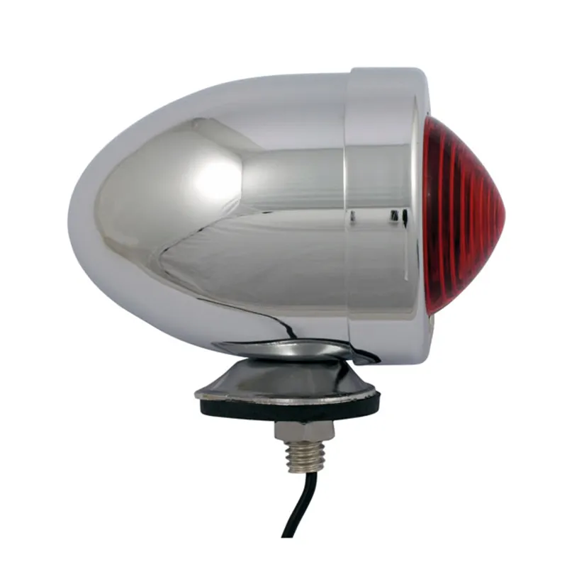 cafe 4 racer - Bullet marker light. Chrome. Red lens. SF. Stud mount - MCS Standard indicators 