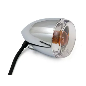 cafe 4 racer - Late-style turn signal assembly. Front. Chrome - MCS Standard indicators 