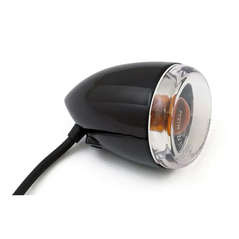 cafe 4 racer - Late-style turn signal assembly. Front. Gloss black - MCS Standard indicators 