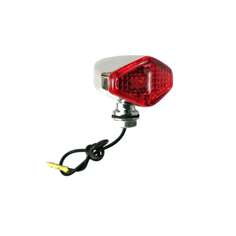 cafe 4 racer - Diamond turn signals. Chrome. Red lens - MCS Standard indicators 
