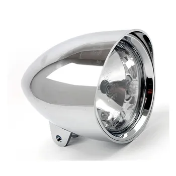 cafe 4 racer - Smoothie 4-1/2" headlamp with round visor. Chrome - MCS Headlights bottom mount 