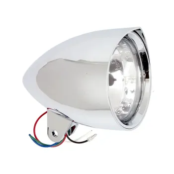 cafe 4 racer - 4-1/2 inch Bates style black headlamp - MCS Headlights bottom mount 
