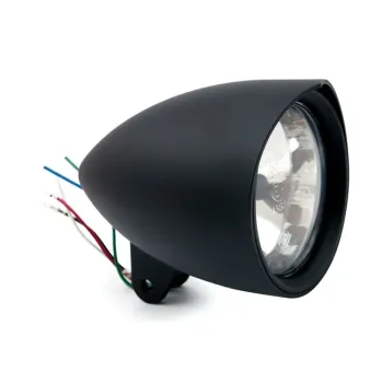 cafe 4 racer - HIGHSIDER 5 3/4 inch LED Headlight ATLANTA black/chrome - Highsider Headlights bottom mount 