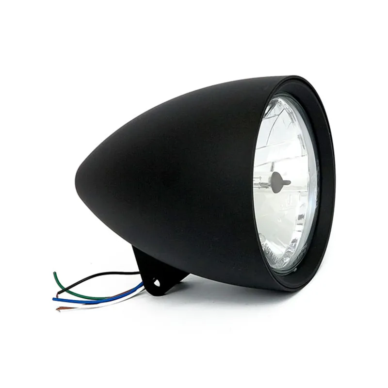 cafe 4 racer - Smoothie 5-3/4" headlamp without visor. Black - MCS Headlights bottom mount 