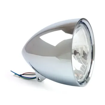 cafe 4 racer - HIGHSIDER 5 3/4 inch LED Headlight ATLANTA black/chrome - Highsider Headlights bottom mount 
