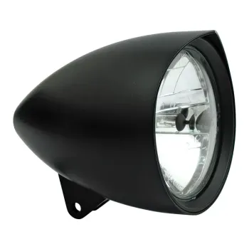 cafe 4 racer - 4 INCH HEADLAMP, RIBBED BULLET & VISOR - MCS Headlights bottom mount 