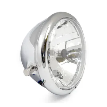 cafe 4 racer - Headlight "Bullet" 5-3/4 H4 chrome Clear Glass M10 bottom Ø 155mm Insert Ø - HS MOTO Germany Headlights bottom mount 4251352668790