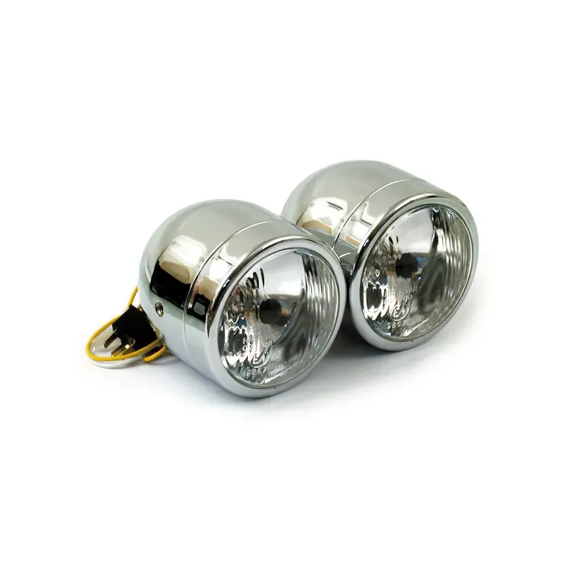 cafe 4 racer - 4 INCH DUAL HEADLAMP ASSY, CHROME - MCS Headlights side mount 