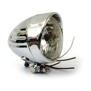 cafe 4 racer - SHIN YO 4 1/2 inch high beam headlight, glossy black, chrome - Shin Yo Headlights bottom mount 