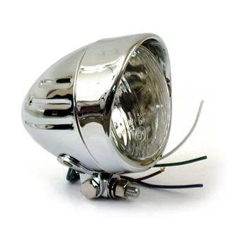 cafe 4 racer - 4 INCH HEADLAMP, RIBBED BULLET & VISOR - MCS Headlights bottom mount 