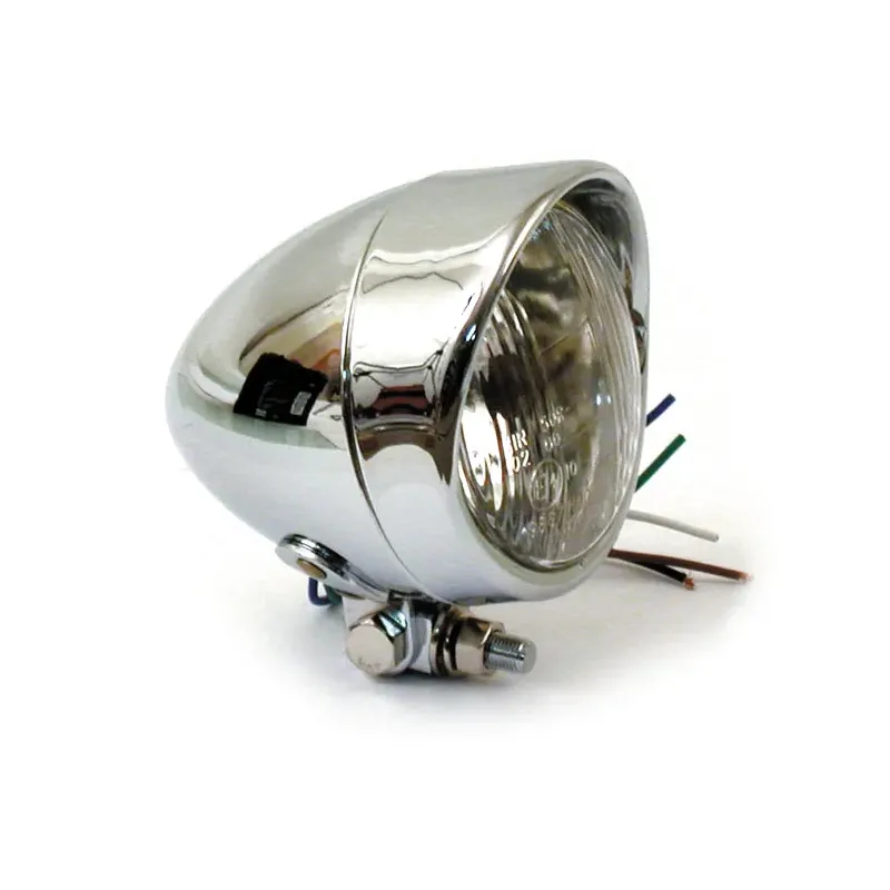 cafe 4 racer - 4 INCH HEADLAMP, PLAIN BULLET & VISOR - MCS Headlights bottom mount 