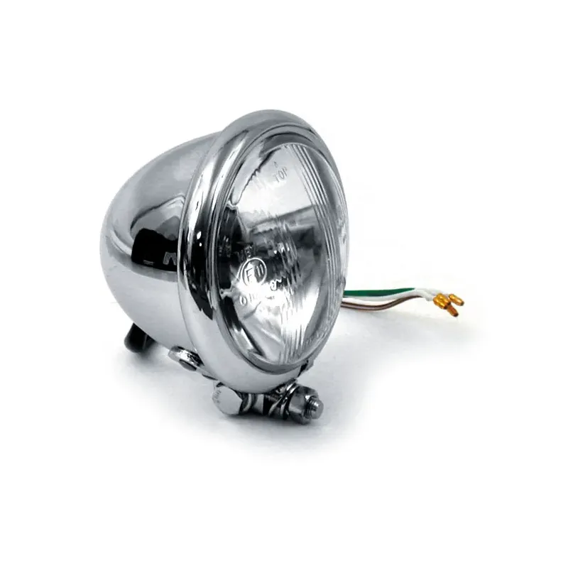 cafe 4 racer - 4-1/2 inch Bates style chrome headlamp - MCS Headlights bottom mount 