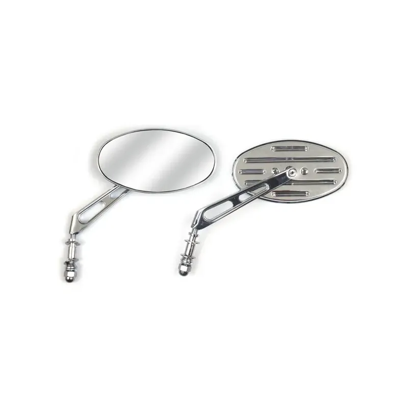 cafe 4 racer - Slotted Cateye mirror. Chrome, short stem - MCS Standard mirrors 