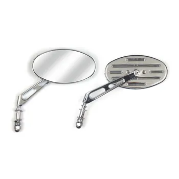 cafe 4 racer - Slotted Cateye mirror. Chrome, short stem - MCS Standard mirrors 