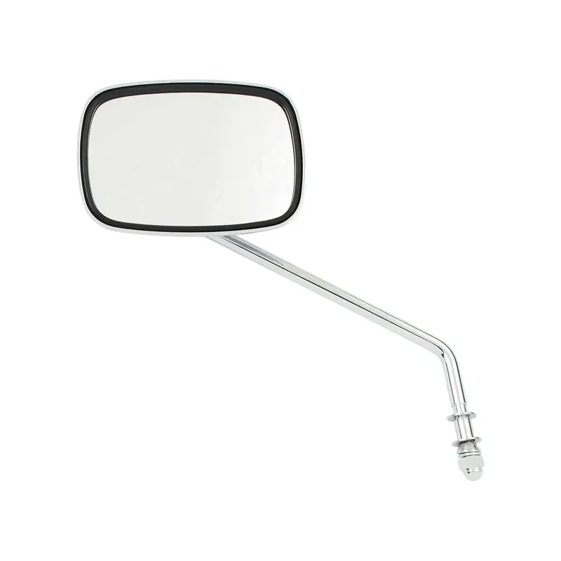 Late OEM style mirror, long stem, right side. Chrome