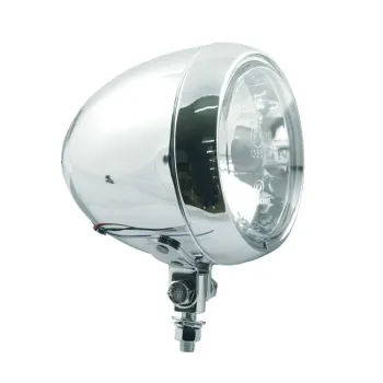 cafe 4 racer - 4 INCH HEADLAMP, PLAIN BULLET & VISOR - MCS Headlights bottom mount 