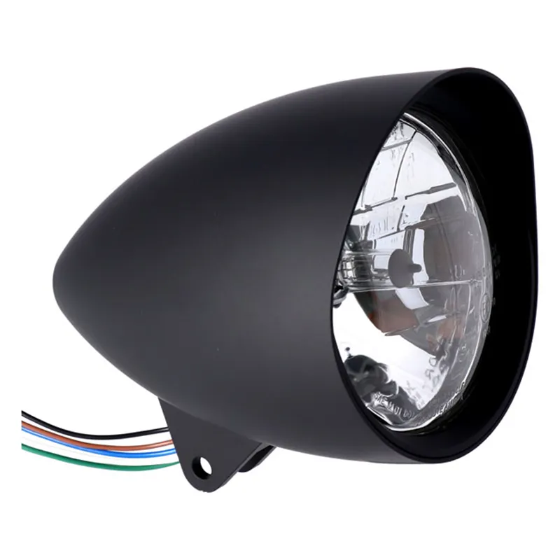 cafe 4 racer - CLASSIC 5-3/4 INCH HEADLAMP W/VISOR - MCS Headlights bottom mount 