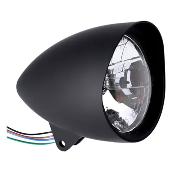 cafe 4 racer - CLASSIC 5-3/4 INCH HEADLAMP W/VISOR - MCS Headlights bottom mount 
