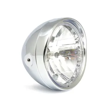 cafe 4 racer - Headlight "Bullet" 5-3/4" H4 black prismatic glass side M8 Ø 146mm E-approved - HS MOTO Germany Headlights side mount 4251352601216