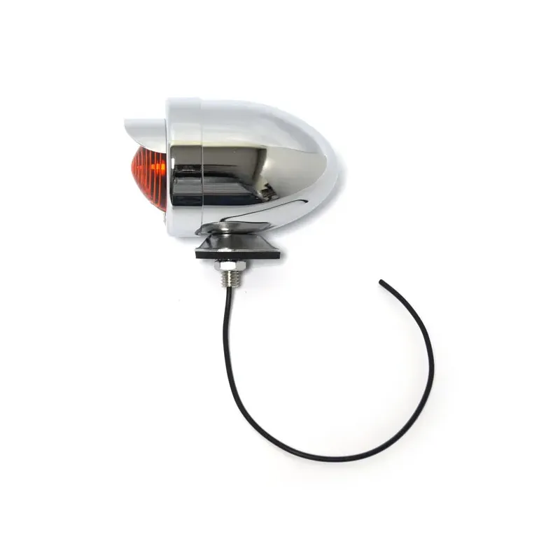Bullet marker light. Chr. Amber lens. SF. Stud mount. Visor