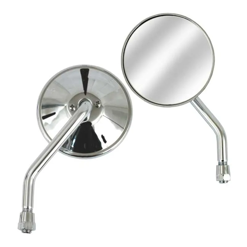 cafe 4 racer - 3-3/8" Round Custom mirror, left, 10mm. Chrome - MCS Standard mirrors 