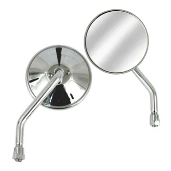cafe 4 racer - 3-3/8" Round Custom mirror, left, 10mm. Chrome - MCS Standard mirrors 