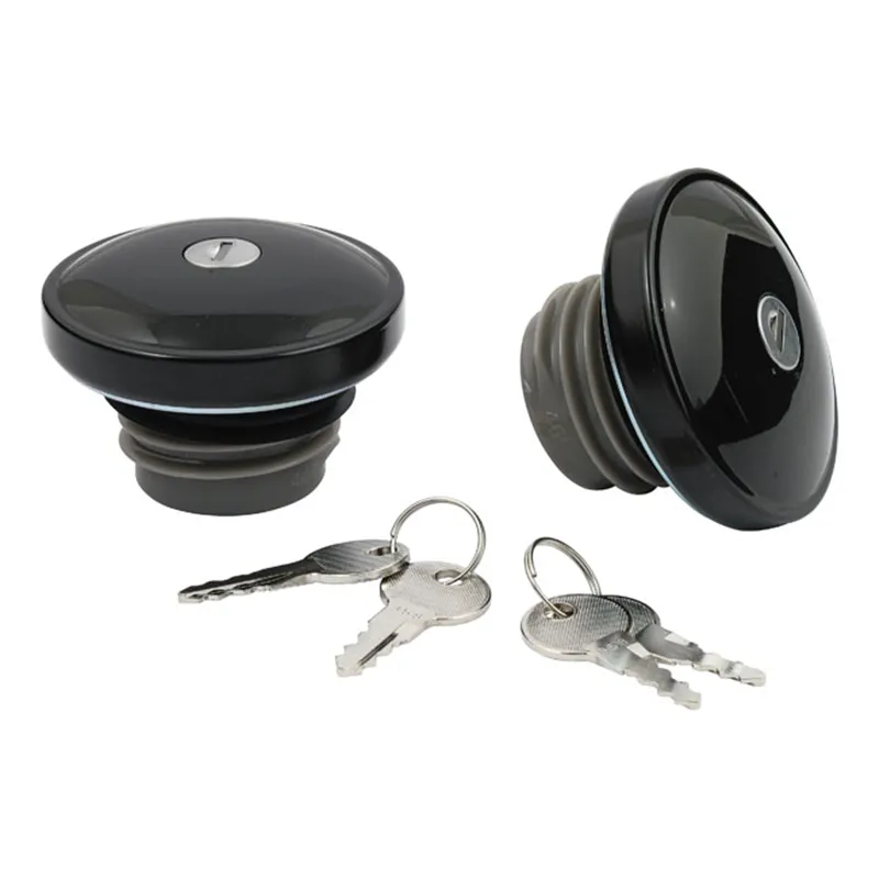 cafe 4 racer - Gas cap set with lock, black - MCS Fuel Caps 