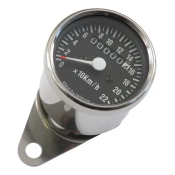 cafe 4 racer - LED mini speedo 2:1 kmh. Chrome with black face plate - MCS Analog speedometers 