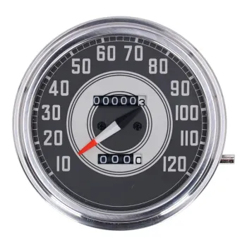 cafe 4 racer - FL speedometer, 41-45 face, silver/black. 1:1 MPH - MCS Analog speedometers 