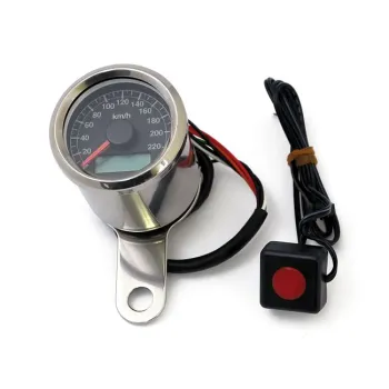 cafe 4 racer - LED mini speedo 2:1 kmh. Chrome with white face plate - MCS Analog speedometers 