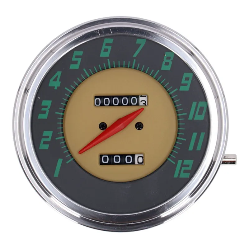 cafe 4 racer - FL speedometer, 48-61 face, green. 2:1 MPH - MCS Analog speedometers 