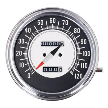 cafe 4 racer - FL speedometer, 68-72 face, black/silver. 1:1 MPH - MCS Analog speedometers 