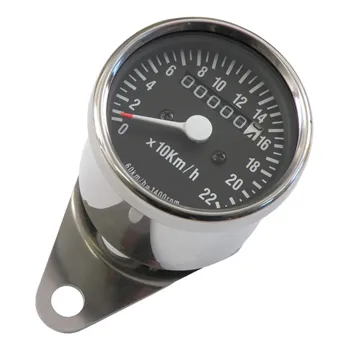 Mini speedometer, 2:1 mph chrome with black face plate