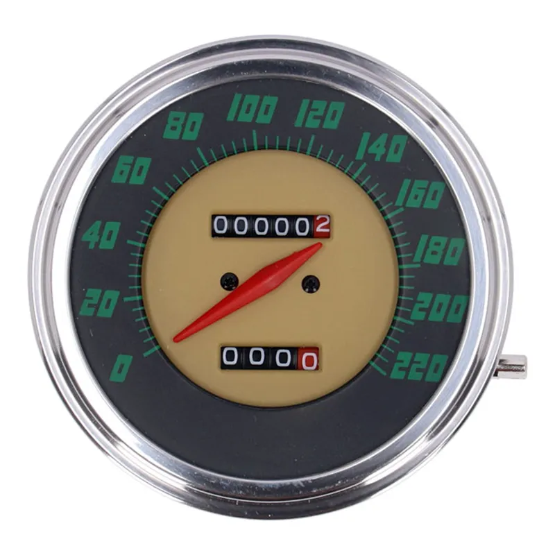 cafe 4 racer - FL speedometer, 48-61 face, green. 2:1 KMH - MCS Analog speedometers 
