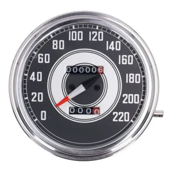 FL speedometer, 41-45 face, silver/black. 2:1 KMH