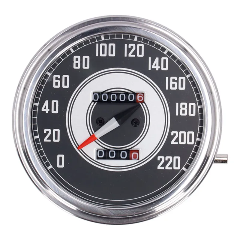 FL speedometer, 41-45 face, silver/black. 2:1 KMH