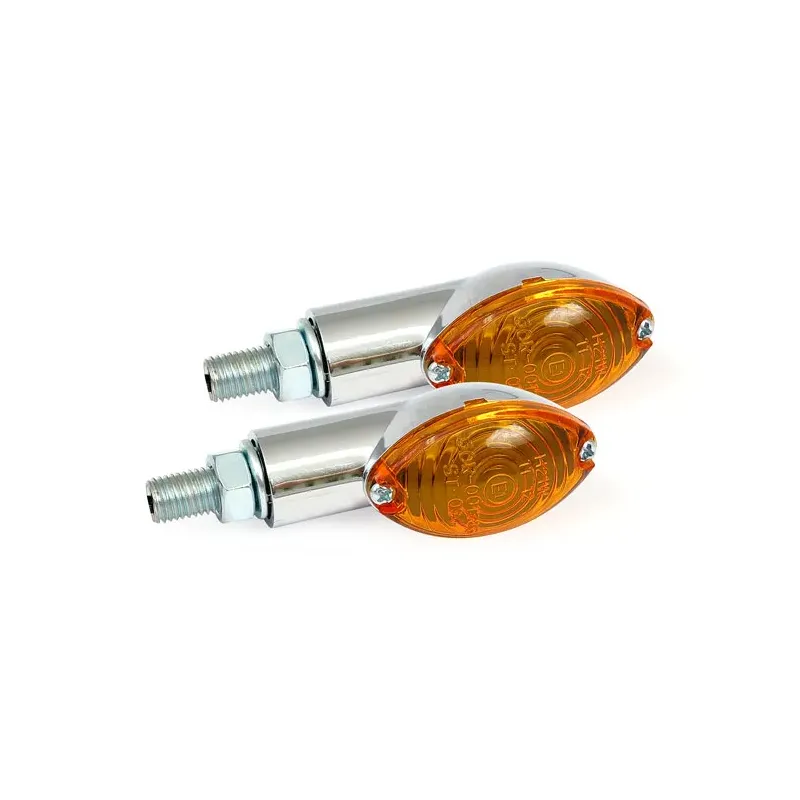 cafe 4 racer - Cateye mini turn signals 20mm stem, chrome with amber lens - MCS Standard indicators 